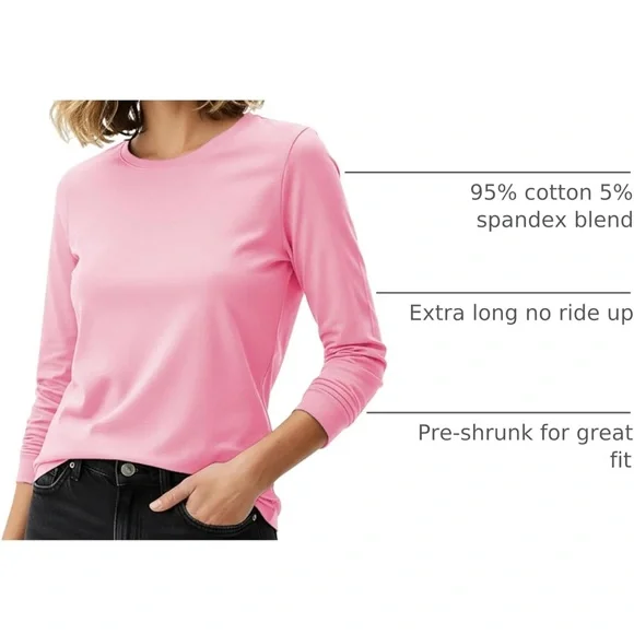 Sexy Basics Women’s 5 Pack Basic Cotton Stretch Pastels Long Sleeved T-Shirts S - Picture 4 of 4